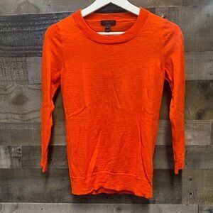 j crew pullover crewneck womens size XS dark orange 100% merino wool